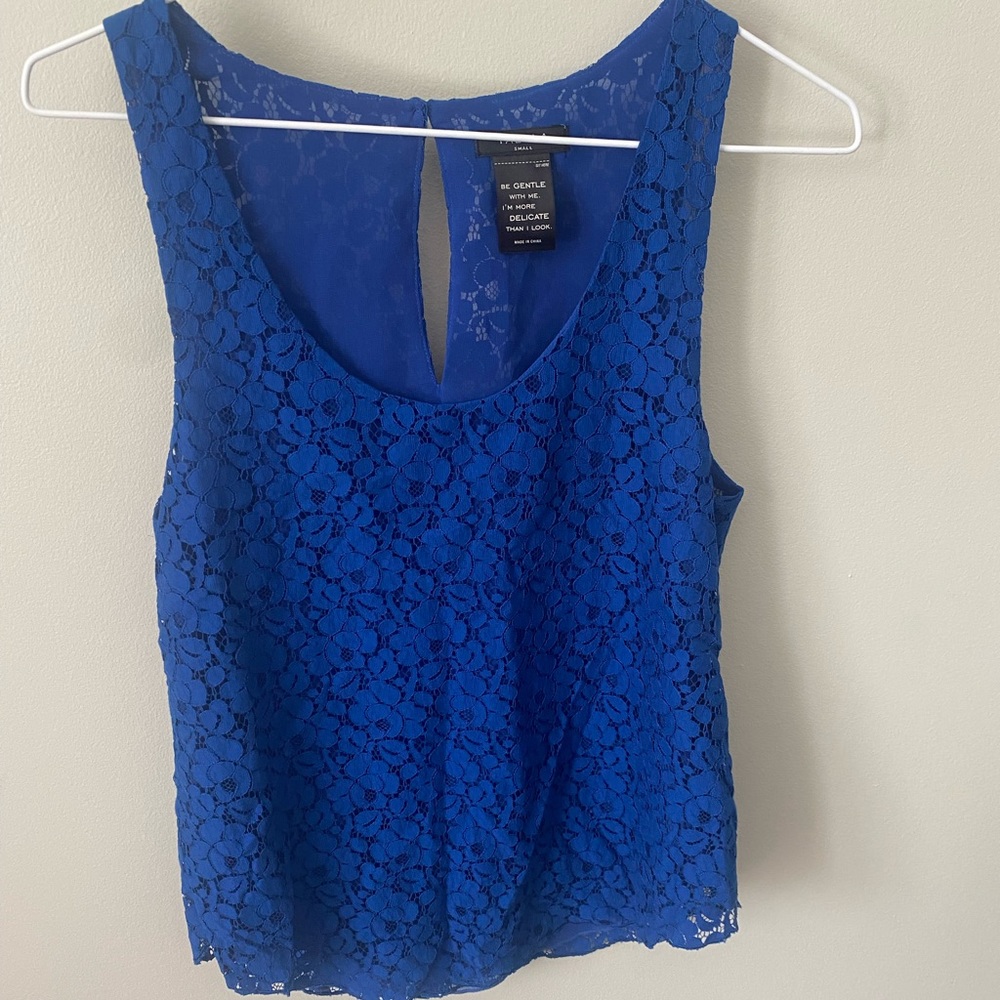 Aritzia, Talula Royal Blue Lace Tank, Size Small, EUC